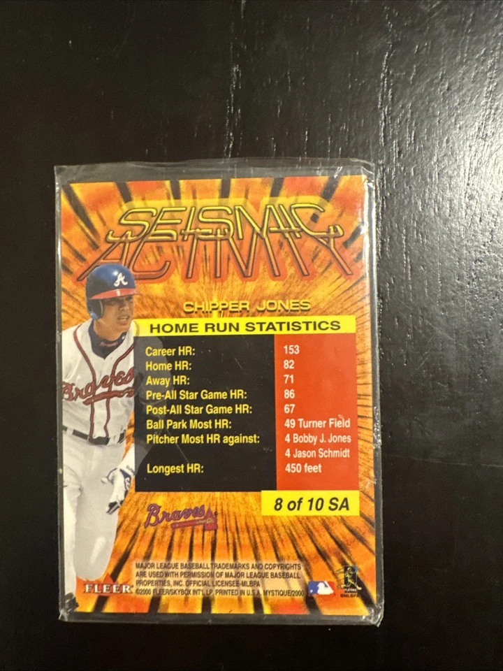 Fleer Mystique 2000 actividad sísmica Richter 100 Chipper Jones/100 SGC 8 raro🔥 Foto 2 de 2