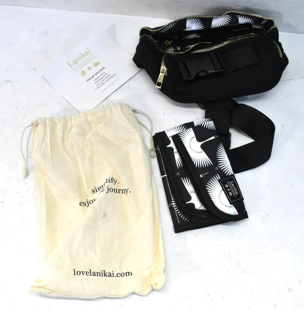 Lanikai Waist Pack Small Diaper Bag True Black Portable w Changing Pad
