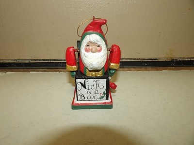 House of Hatten Santa NICK in a BOX TOYS FOR ALL Christmas Ornament Denise Calla