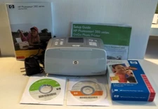 HP PhotoSmart 385 Digital Photo Inkjet Printer, Power Cord, Manuals, Paper, DVDs