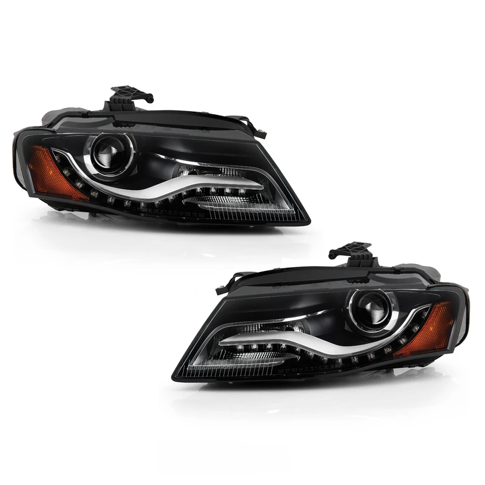 HID/Xenon Headlight For 2009-2010 Audi A4 B8 w/o AFS w/ LED DRL Left+Right Pair Foto 3 de 4