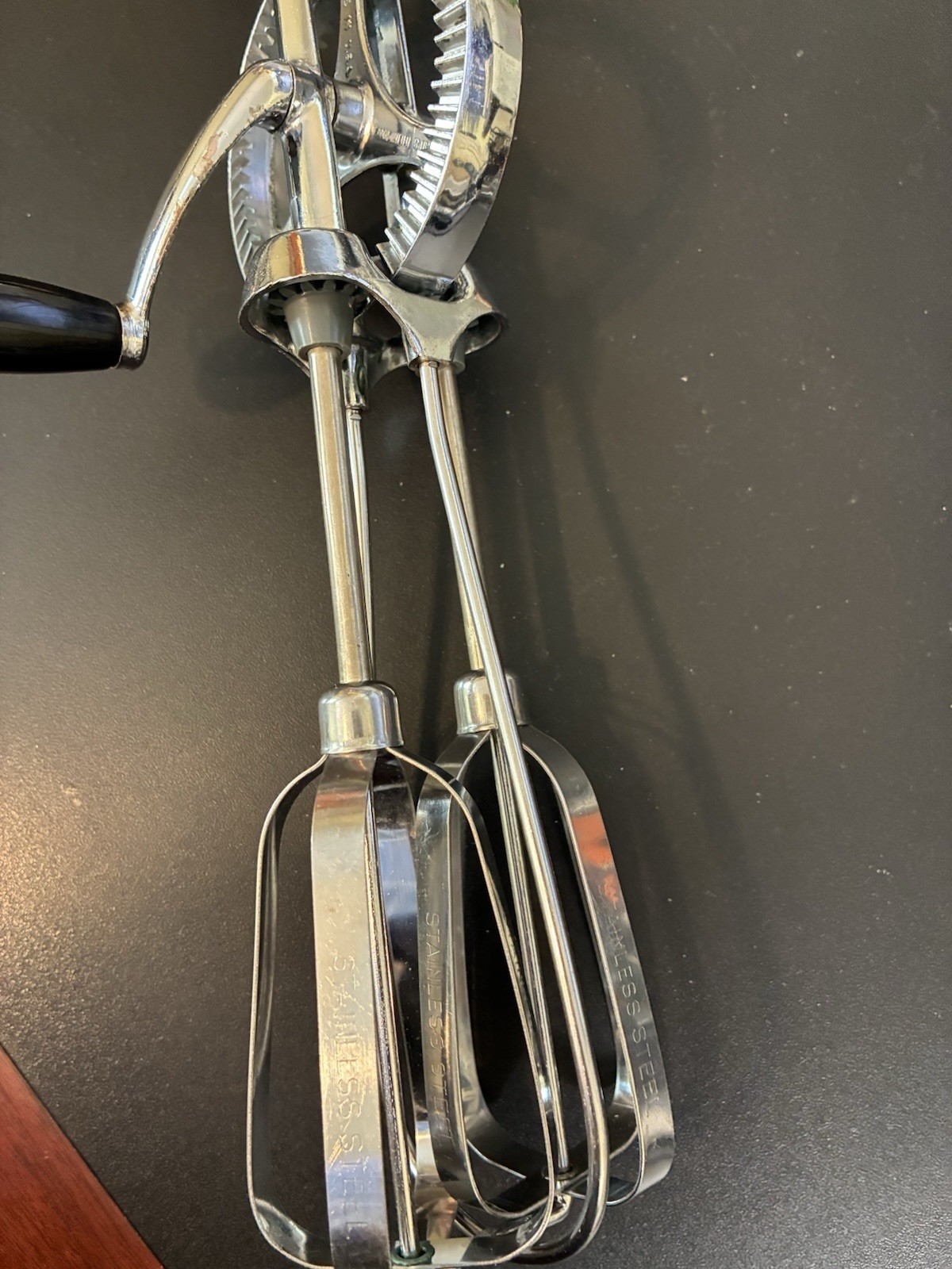 Vintage Ekco Best Manual Hand Crank Egg Beater Mixer Tool Stainless Steel USA