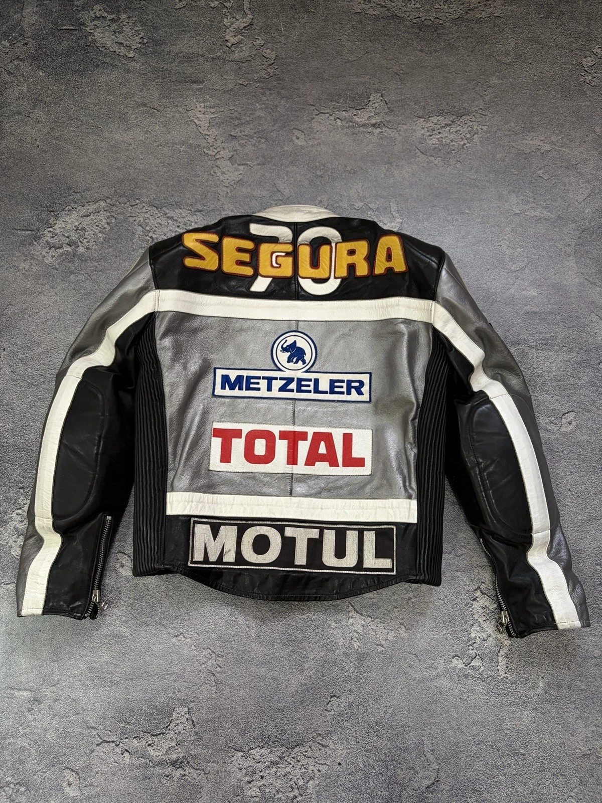 Vintage Segura Leather Racing Jacket Motul Total Dunlop Patches Biker Size M / 3 - product detail image 3