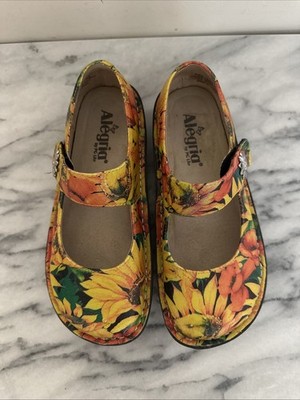 Alegria Paloma Mary Jane Sunflower Design Pal 136 Leather Shoes Sz 35/ Exc!