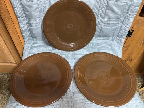 Vintage Fiesta Ware Set of 3 Chocolate, Brown 10.5” Dinner Plates Homer Laughlin