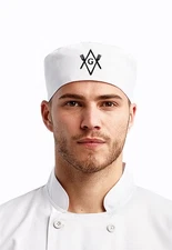 Square and Compass Chef Beanie Knives and Forks Design Masonic Cooking Hat