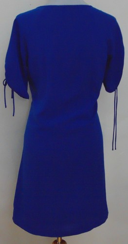 Daisy Fuentes Women's Blue Chiffon Lined Pull-On Pleated Neck Shift Dress Size M - Picture 4 of 5