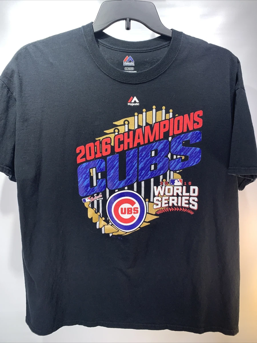 Chicago Cubs 2016 World Series Champions Majestic T-Shirt Black Size Large  R201