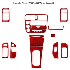 14pcs Red Carbon Fiber Interior Full Kit Cover Trim For Honda Civic 2-door 03-05 14pcs Red Carbon Fiber Interior Full Kit Cover Trim For Honda Civic 2-door 03-05
