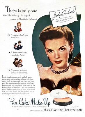1945 JUDY GARLAND Genuine Vintage Print Ad Max Factor Make-Up Makeup