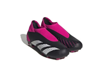 adidas Jr Predator Accuracy .3 Laceless LL FG Cleats - Shock Pink/Zero Metallic/