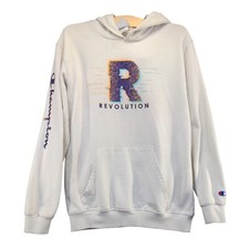 Champion Revolution Pullover Graphic Hoodie Sweatshirt Youth Large White