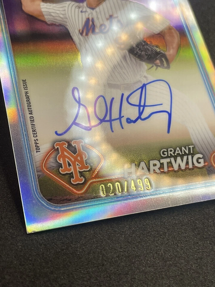 2024 Topps Chrome #RA-GH Grant Hartwig Rookie Auto Refractor 020/499 🔥 NY Mets - Image 3 of 3