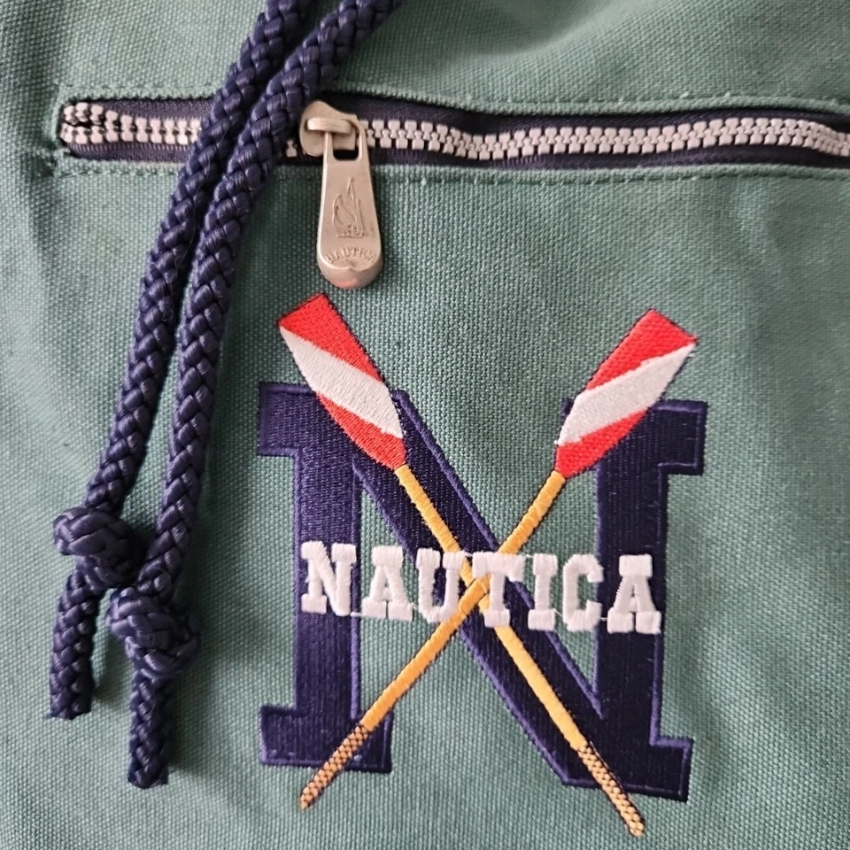 NAUTICA Sailor Seaman 吊袋绿色航海重型帆布拉绳复古 — 第 3/4 张图片