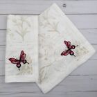 Fabric Dinner Napkins Botanical Butterfly Embroidered Set of 4 Cotton 20x20