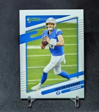 Justin Herbert 2021 Panini Donruss Football Base Card #70 Los Angeles Chargers