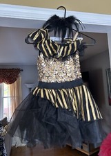 Weissman Black  Gold Dress Dance Costume CM - Includes Headpiece