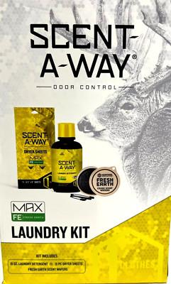 Scent-A-Way Odor Control Laundry Kit For Hunting - Detergent Dryer Sheets Wafers