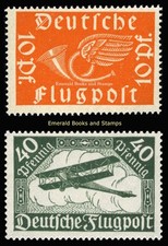 EBS Germany 1919 - Airmail - Posthorn & Biplane - Michel 111-112 - MNH**