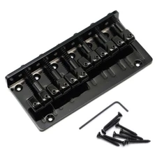 6 String Metal Fixed Bass Bridge L-Shaped Saddle Bridge Top Load Tailpiece Black