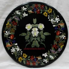 30'' Black Marble Table Top Coffee Dining sofa center Inlay Lapis Mosaic Items