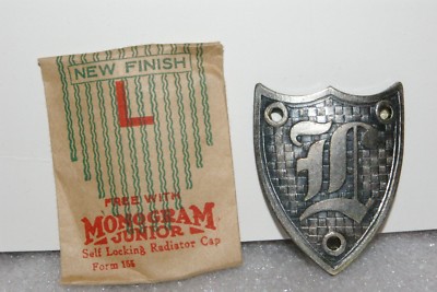 Monogram Locking Radiator Cap NOS 1920's-1930's Monogram Junior Radiator Motometer Cap Shield Letter ...