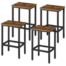 Metal Bar Stools Set of 4 Counter Height Bar Stools Barstools Back 26" Kitchen