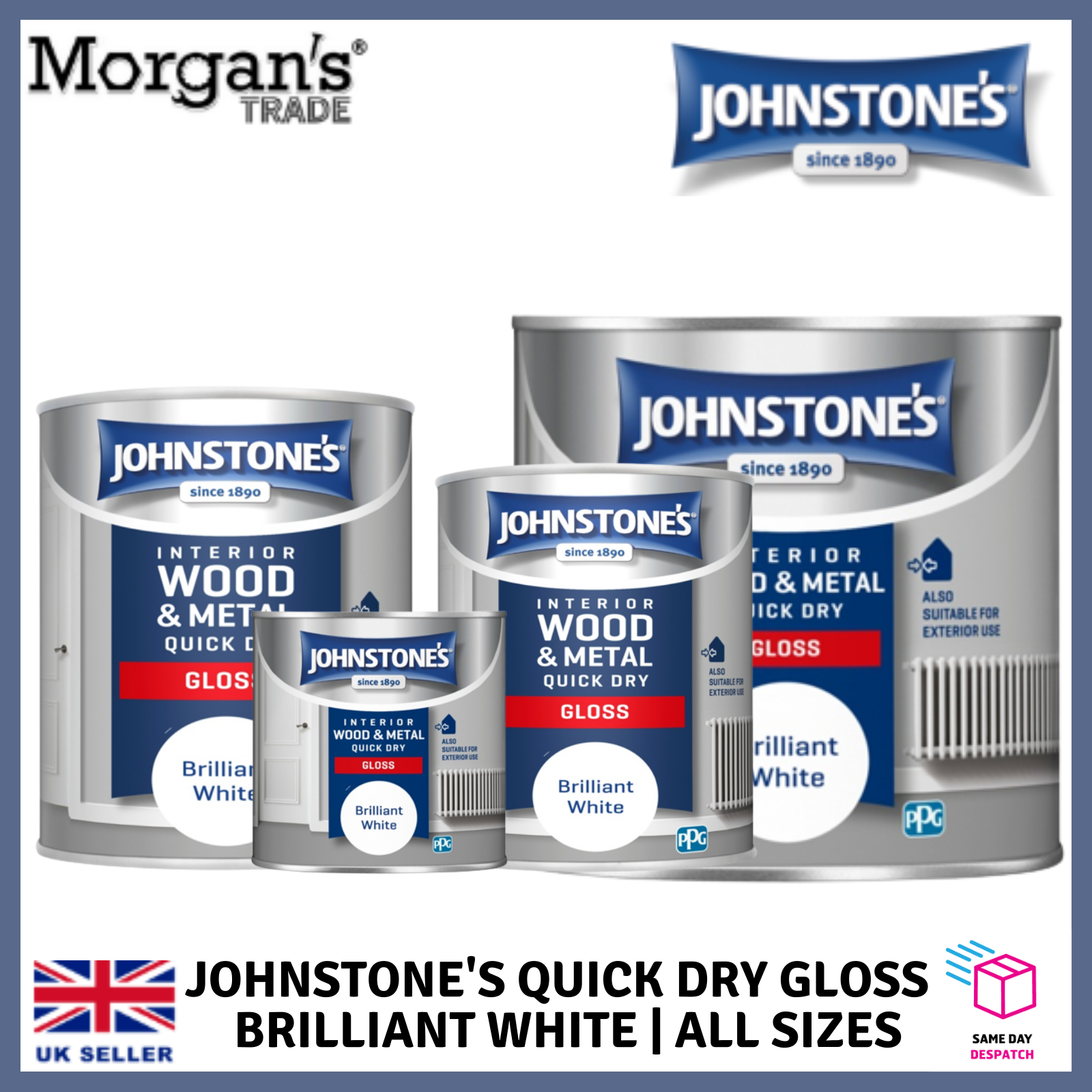 Johnstone's Interior Wood & Metal Quick Dry Gloss Brilliant White eBay