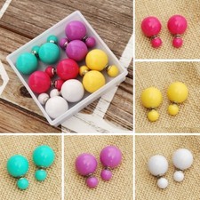 Double sided Faux Pearl Earrings Solid Color Mix
