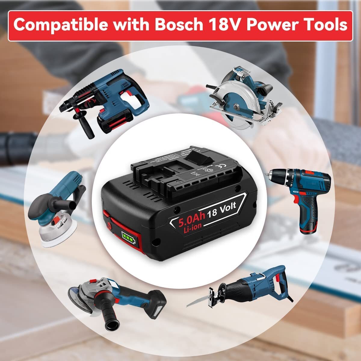 2X 5.0Ah For Bosch BAT618 BAT609 BAT612 18V Volt Lithium-Ion Battery Pack BAT620