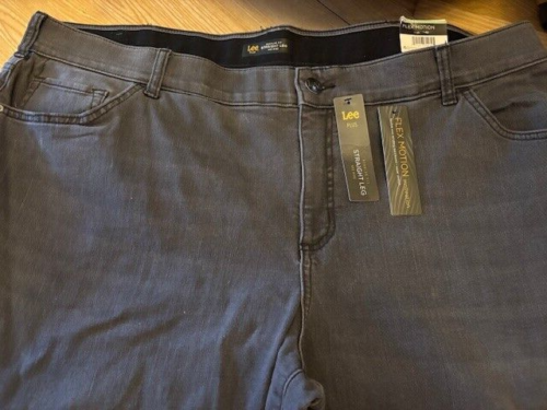 Lee Womens 24W Long Flexible Motion Elastic Waistband Straight Leg Gray Jean NEW - Picture 5 of 6