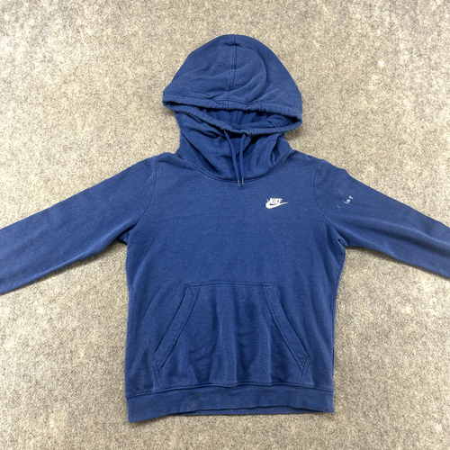Nike Sweater Girls Small Blue White Swoosh Logo Spellout Hoodie Pullover - Picture 4 of 9
