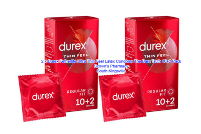 2 x Durex Fetherlite Ultra Thin Feel Latex Regular Fit 10+2 Pack = 24 Condoms