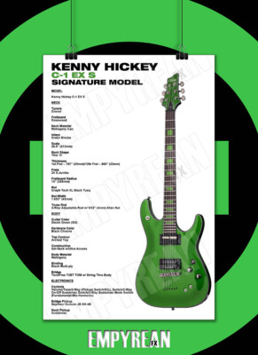 Kenny Hickey Schecter C-1 EX S Guitar Specs Poster Art Print | eBay