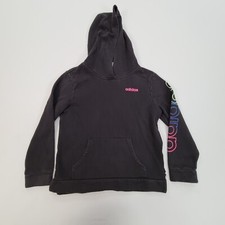 Adidas Sweater Girls Small Black Hoodie Pullover Outdoors Casual Youth Kids