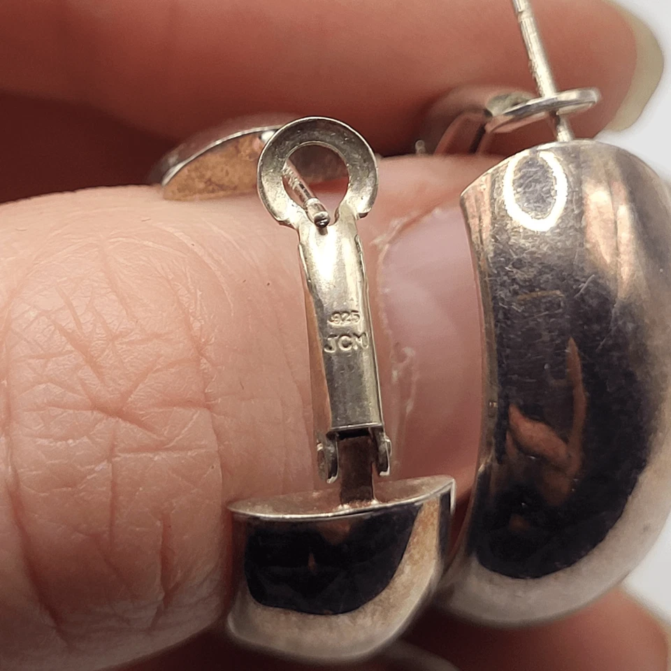 Серьги-кольца из стерлингового серебра с подписью JCM 925 1 дюйм - Изображение 3 из 4
