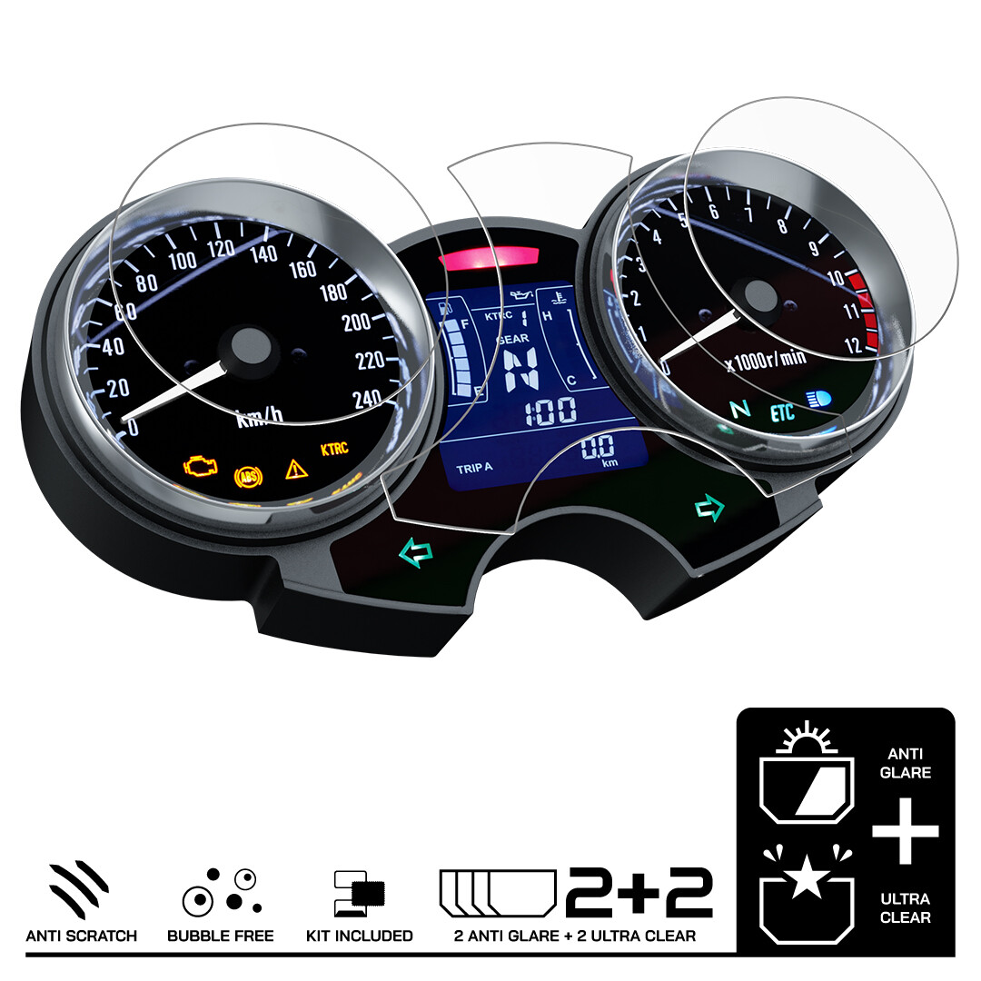 Pellicola SpeedoAngels Per Quadro Pellicole Proteggi Schermo Per Cruscotto Kawasaki Z650 (2020-) - 1 Trasparente + 1 Antiriflesso, SpeedoAngels Protezione Schermo Kawasaki Z650 2020