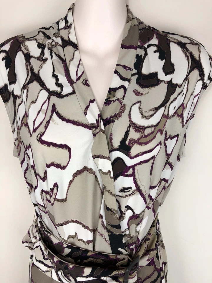 Dana Buchman Dress Womens Small Sleeveless Wrap Style Belt Tan Beige 1 - Image 2 of 4