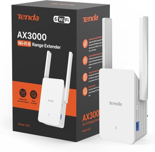 Tenda A33 Repeater WiFi 6 AX3000 WLAN Verstärker Dualband 5GHz:2402Mbps