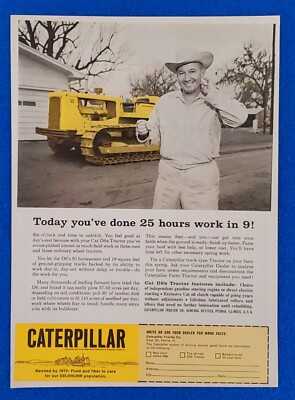 1961 CATERPILLAR D6B TRACTOR ''CAT'' ORIGINAL PRINT AD WORLD FAMOUS QUALITY BRAND