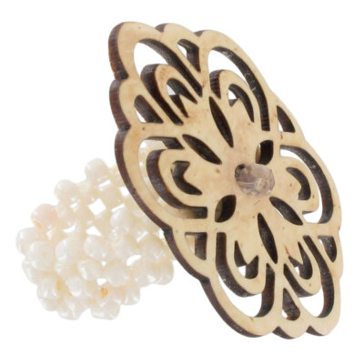 Statement Ring Big Large Chunky Stretch Carved Openwork Flower Ovan Tan