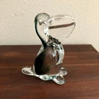 Vintage Murano Art Glass Pelican Figurine Multi Color 6.5 Inches Tall