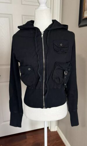 Vintage Y2K Veer Damen Cropped Jacke Taschen Full Front Zip Gr. S Gothic Grunge - Bild 6 von 20
