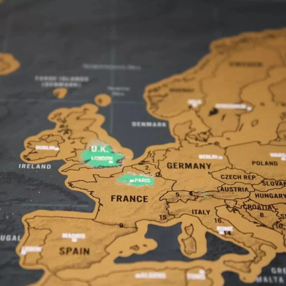 Scratch Off Map background Map Poster Travel gift Global Black Large 82.5x59.4cm - Image 2 of 4