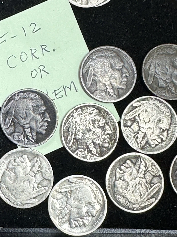 1915 D Denver 5 Cents Buffalo Bison Indian Nickel Lot Of 9 Coins - Image 2 of 4
