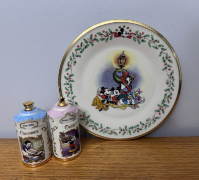 LENOX Disney Holiday ''A Carolin' We Go'' Plate, & Walt Disney 2 Spicy Jars, EUC