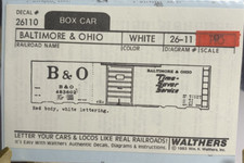 Walthers O Scale Decals 936-26110 B O Baltimore  Ohio Boxcar NIP