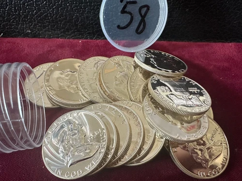 20 Coin Roll 1958 Franklin Half Dollar Proofs Brilliant SILVER PROOF