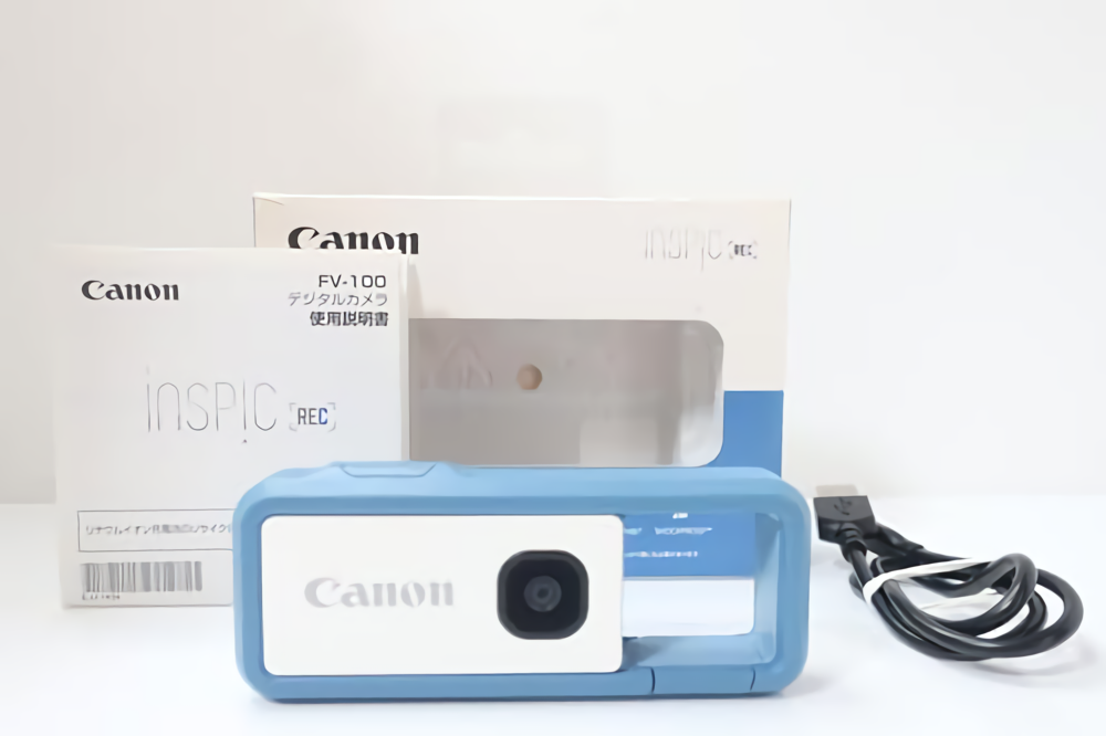 【新品未開封】CANON iNSPiC REC FV-100 A0484 Canon iNSPiC REC FV-100 Blue Digital Toy Camera From Japan Used