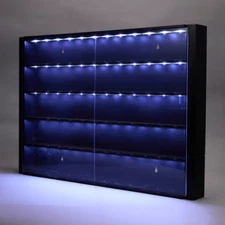5-Level Mini Figure Display Case with LED Lights Wall Mountable Showcase
